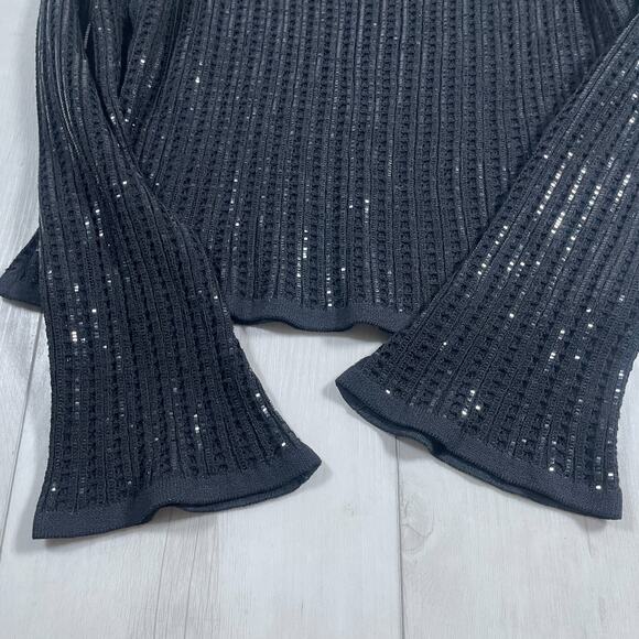 VTG St. John Evening Black Long Flared Sleeve Sequins Size 12 Holiday - Picture 4 of 12